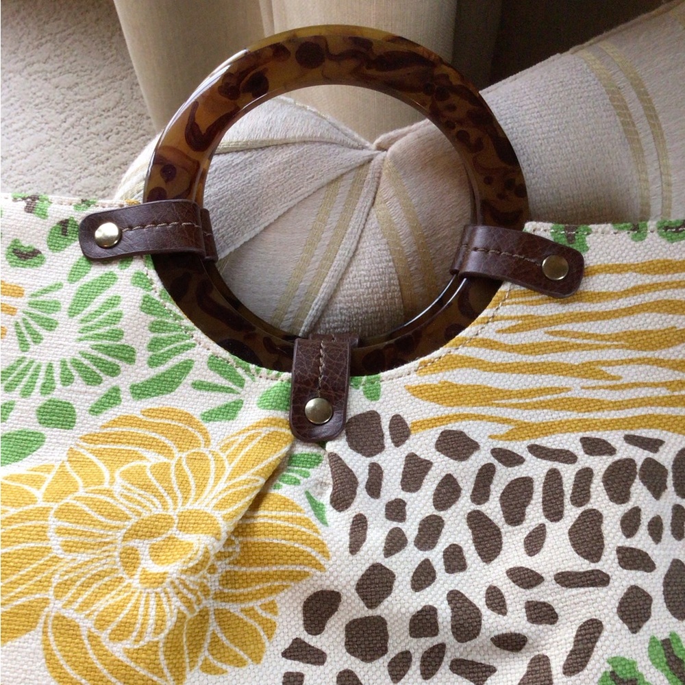 Relic Tortoise Shell Handle Canvas Handbag - image 3